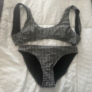 Aerie black and white plaid bikini set